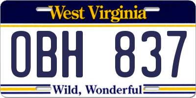 WV license plate OBH837