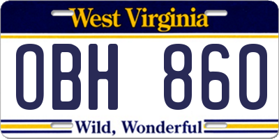 WV license plate OBH860