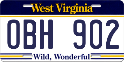 WV license plate OBH902