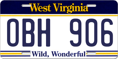 WV license plate OBH906