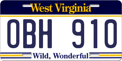 WV license plate OBH910