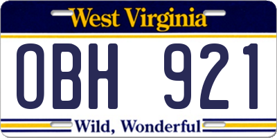 WV license plate OBH921