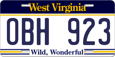 WV license plate OBH923