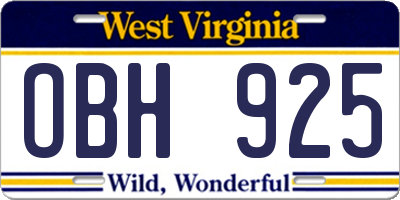 WV license plate OBH925