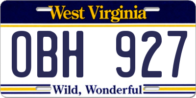 WV license plate OBH927