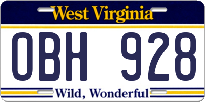 WV license plate OBH928