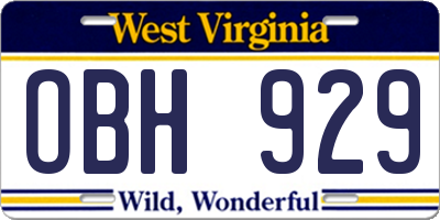 WV license plate OBH929