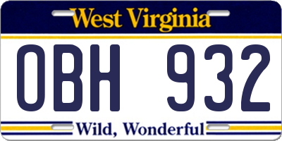 WV license plate OBH932