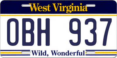 WV license plate OBH937