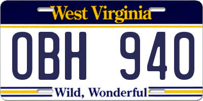 WV license plate OBH940