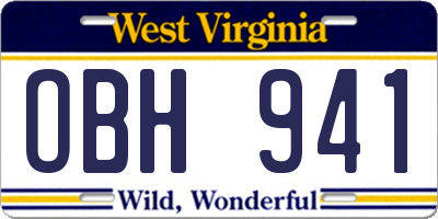 WV license plate OBH941