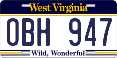 WV license plate OBH947