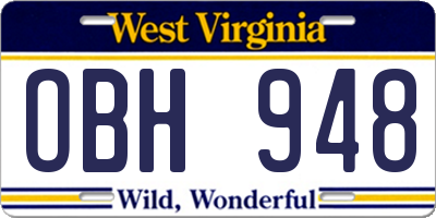WV license plate OBH948