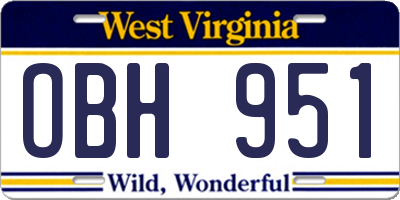 WV license plate OBH951