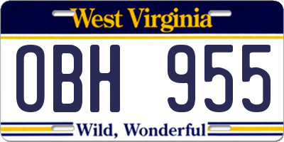 WV license plate OBH955