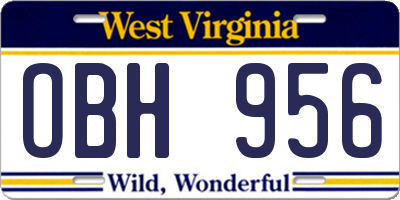 WV license plate OBH956