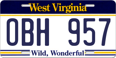 WV license plate OBH957