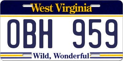 WV license plate OBH959