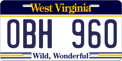 WV license plate OBH960