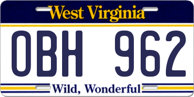 WV license plate OBH962