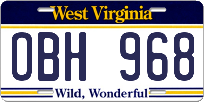 WV license plate OBH968
