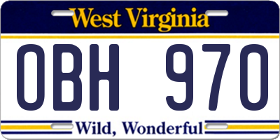 WV license plate OBH970