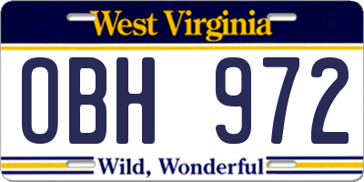 WV license plate OBH972