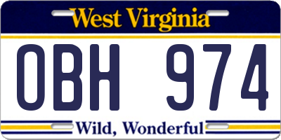 WV license plate OBH974