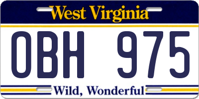 WV license plate OBH975
