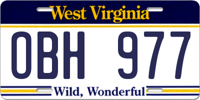 WV license plate OBH977