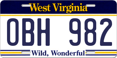 WV license plate OBH982