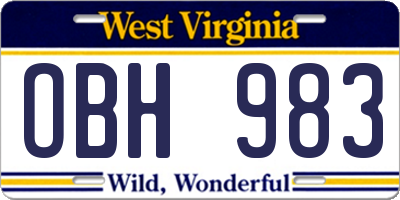 WV license plate OBH983