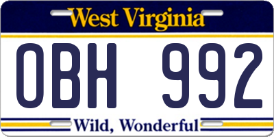 WV license plate OBH992
