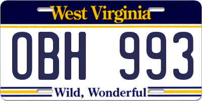 WV license plate OBH993