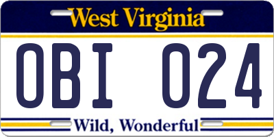 WV license plate OBI024