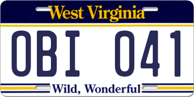WV license plate OBI041