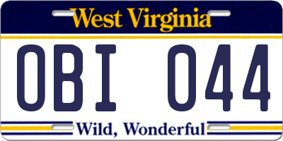 WV license plate OBI044