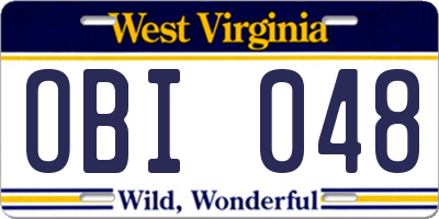 WV license plate OBI048