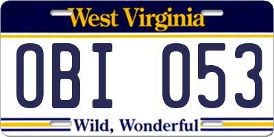 WV license plate OBI053