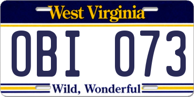 WV license plate OBI073
