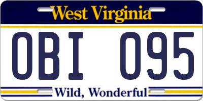 WV license plate OBI095