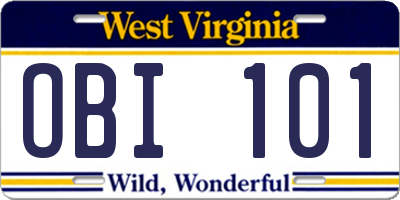 WV license plate OBI101