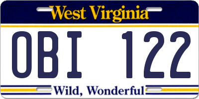 WV license plate OBI122