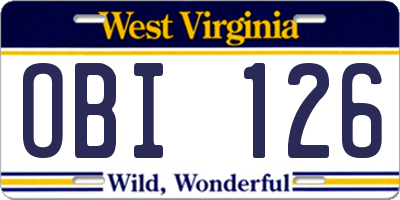 WV license plate OBI126