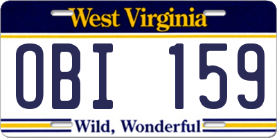 WV license plate OBI159