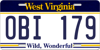 WV license plate OBI179