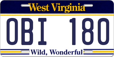 WV license plate OBI180