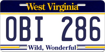 WV license plate OBI286