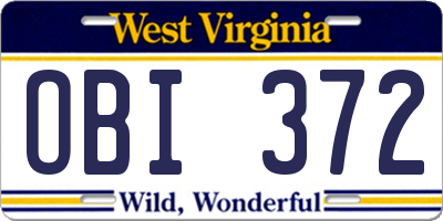 WV license plate OBI372