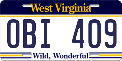 WV license plate OBI409